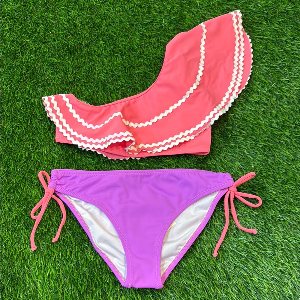Pink and Purple Ruffle Bikini Set